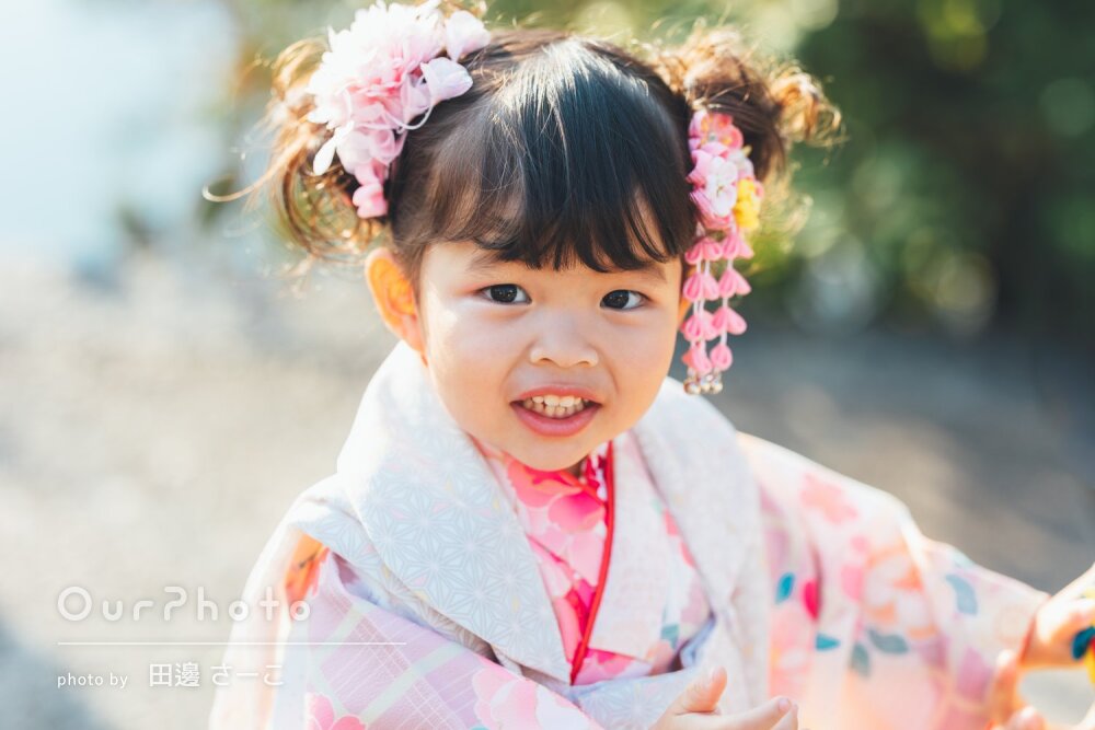 「プランもしっかり決めて丁寧に」揺れる髪飾りが素敵！3歳七五三の撮影