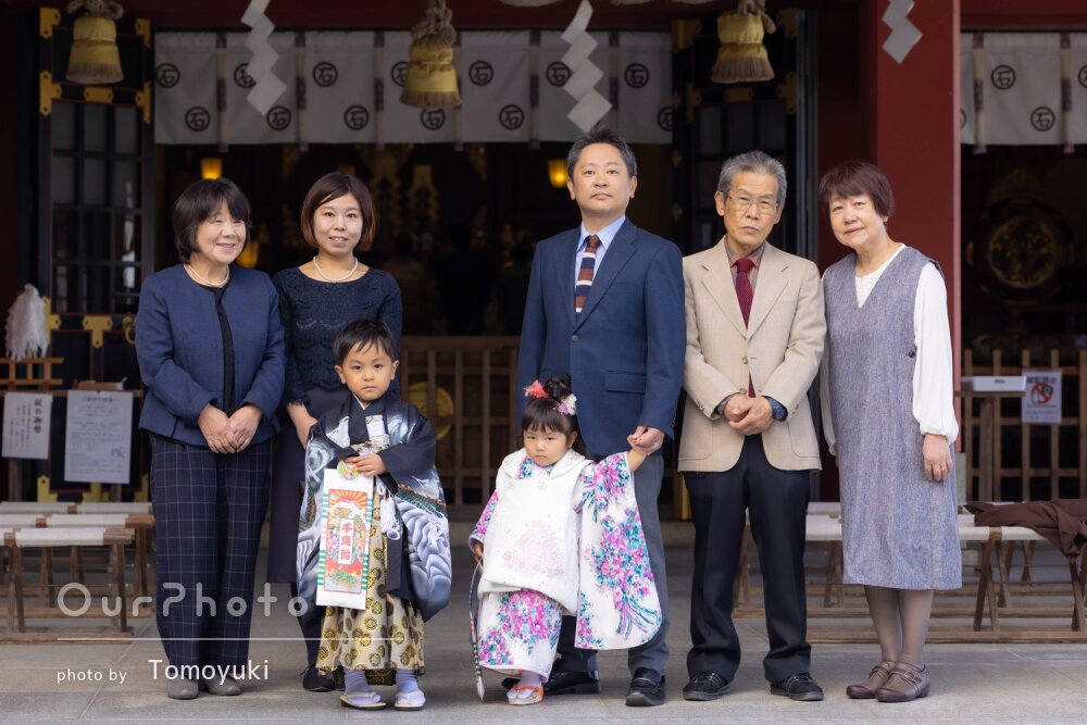「バリエーション豊かで大満足」兄妹の和装が映える！3世代で七五三撮影