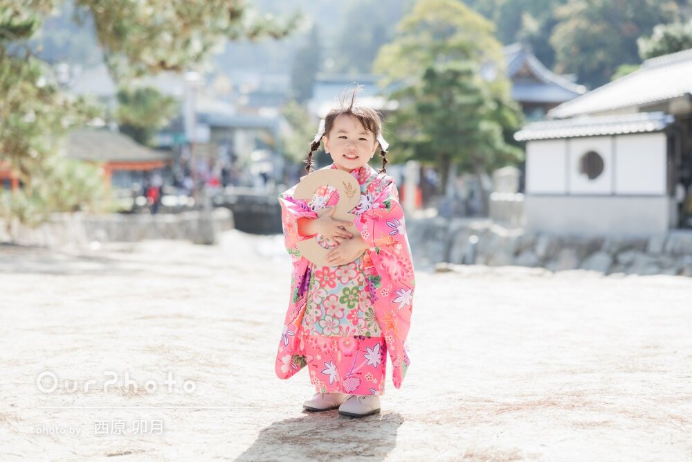 「娘も終始リラックスして楽しく」桃色の着物が可愛い！3歳七五三の撮影