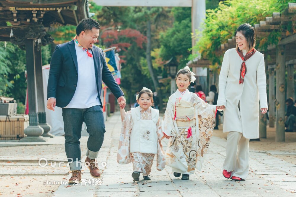 「とにかく楽しい」お洒落な和装がとってもお似合い！姉妹の七五三の撮影