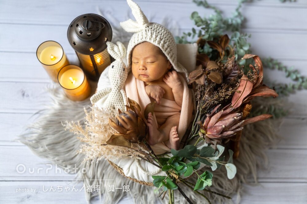 「センス良くとても素敵に」お洒落な小物使いでニューボーンフォトの撮影