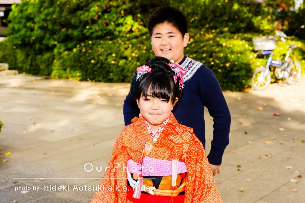 「こんなふうに素敵になるんだ」お兄ちゃんと一緒に女の子の七五三の撮影