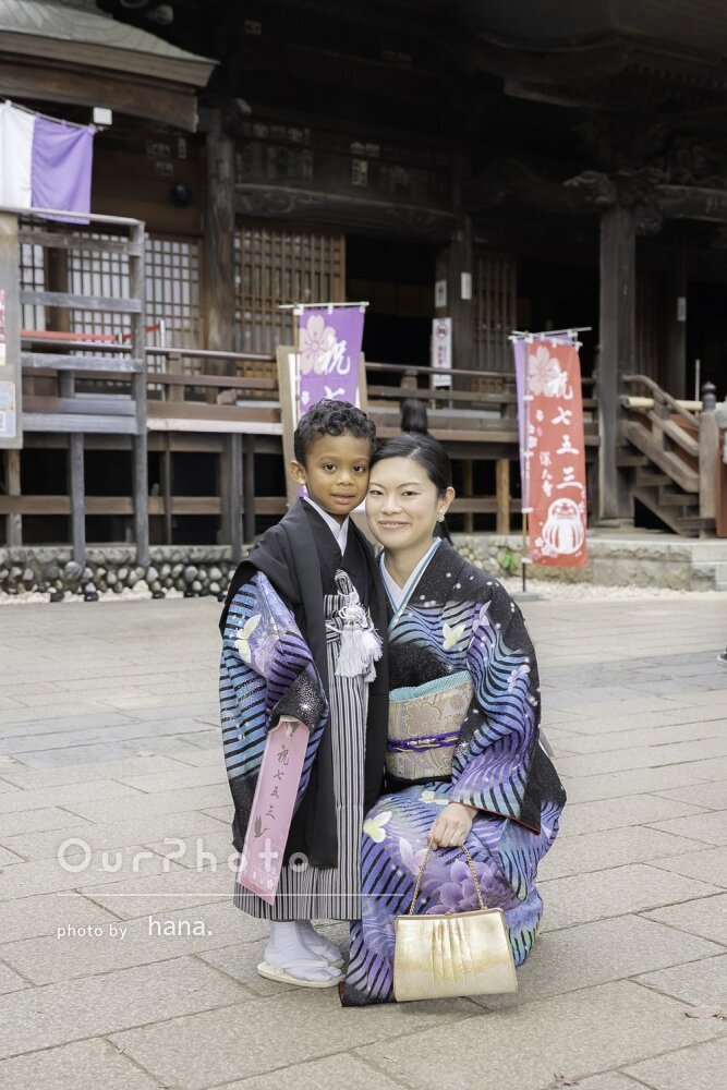 男の子とママの和装リンクコーデがお洒落！思い出に残る七五三の撮影
