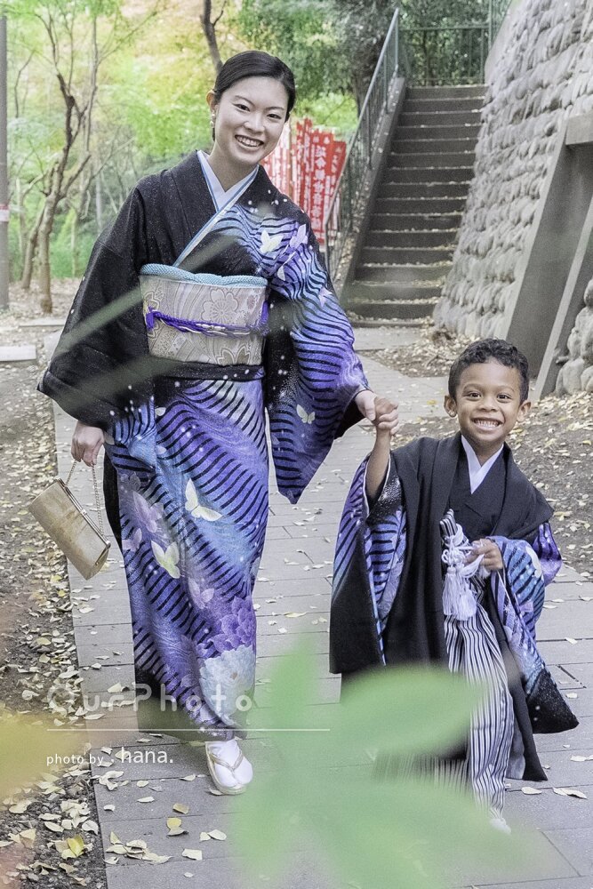 男の子とママの和装リンクコーデがお洒落！思い出に残る七五三の撮影