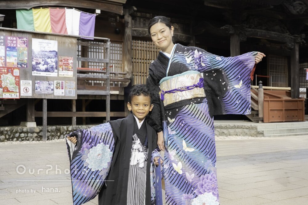 男の子とママの和装リンクコーデがお洒落！思い出に残る七五三の撮影