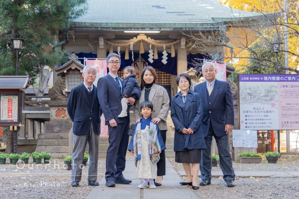 「優しい雰囲気」凛々しい和装の男の子！銀杏が美しい神社で七五三の撮影