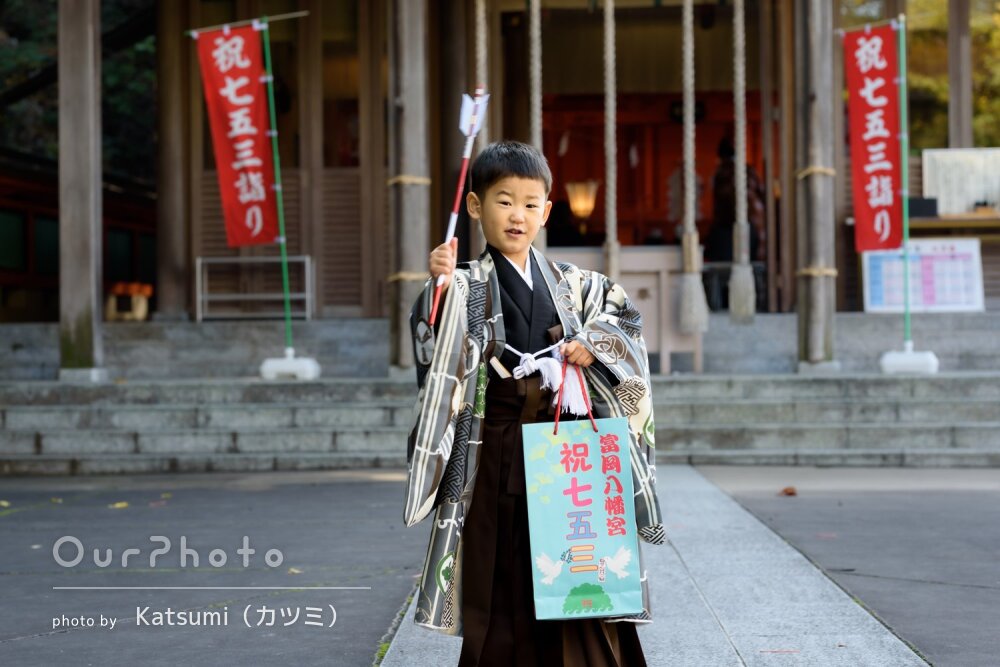 羽織袴の着こなしもバッチリ！かっこいいポーズで5歳の七五三撮影