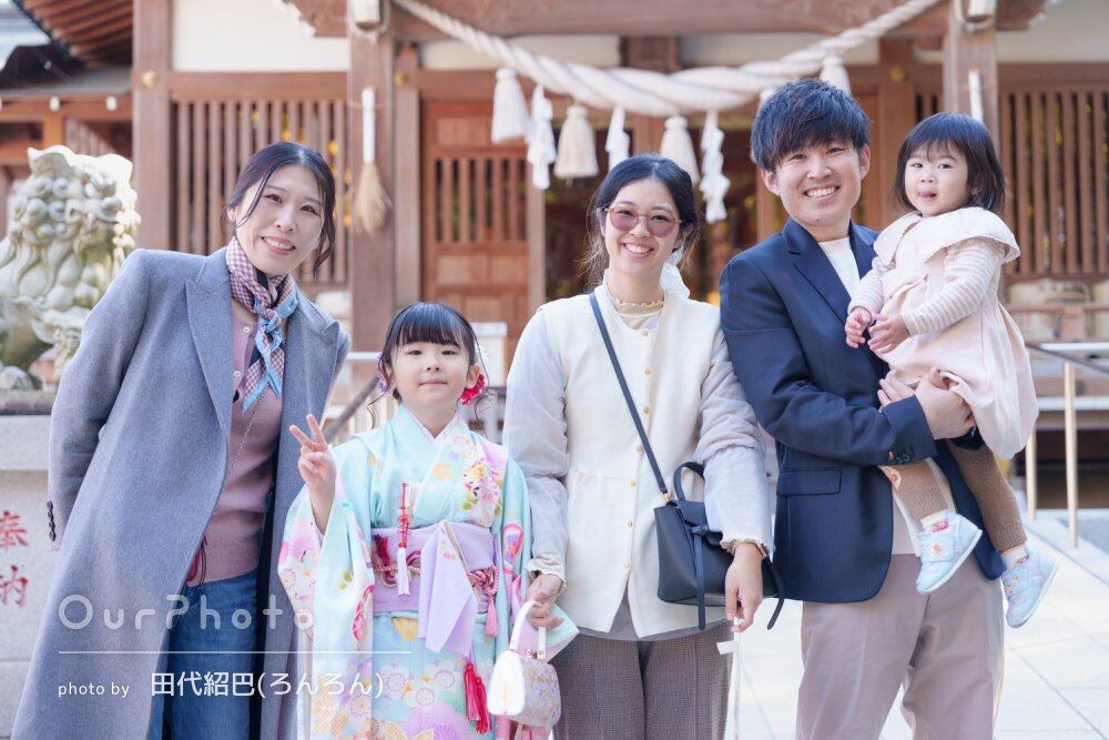 「素敵な写真を残せました」爽やかな色の和装で女の子の七五三の撮影