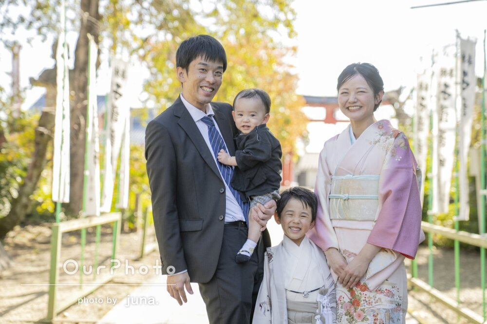 「自然体の息子の写真を」みんな笑顔！和装が凛々しい5歳の七五三撮影