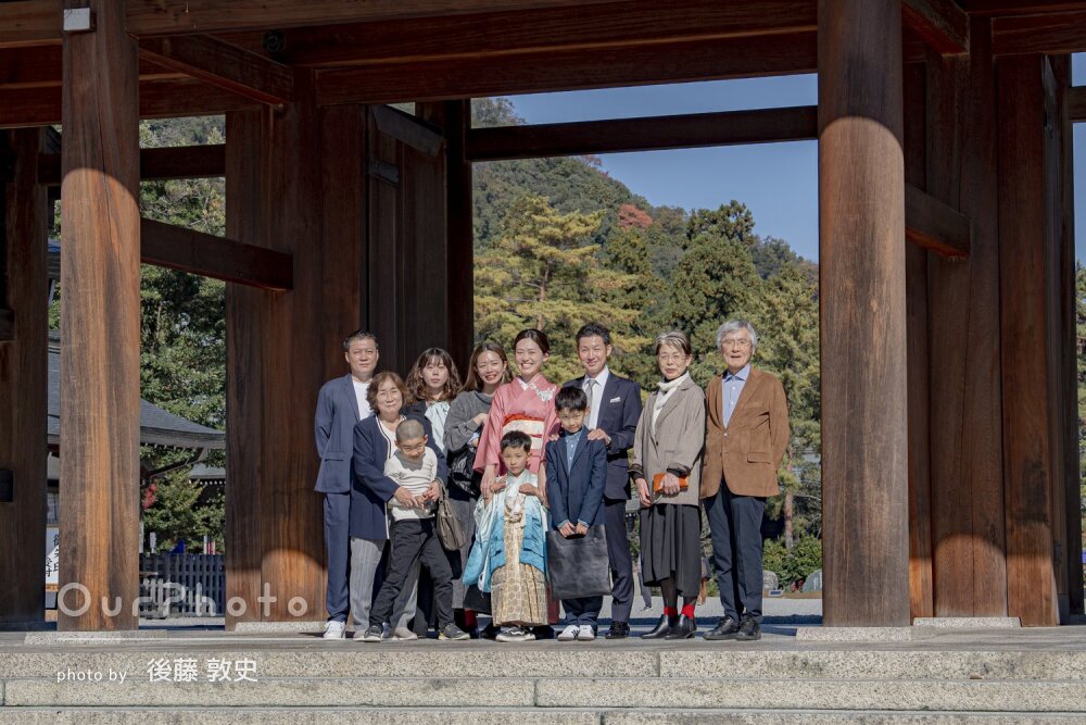 「すごい立体的ですね」大人数で賑やかに楽しく！男の子の七五三撮影
