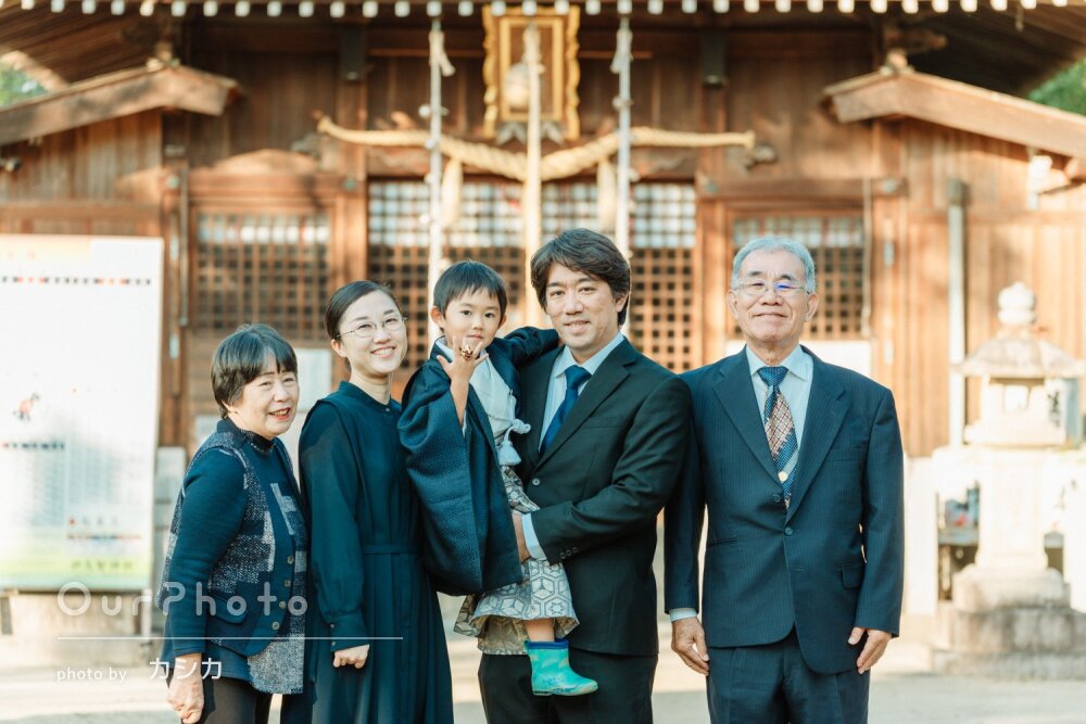 「優しい雰囲気」光の入り方が綺麗！笑顔が可愛い男の子の七五三の撮影