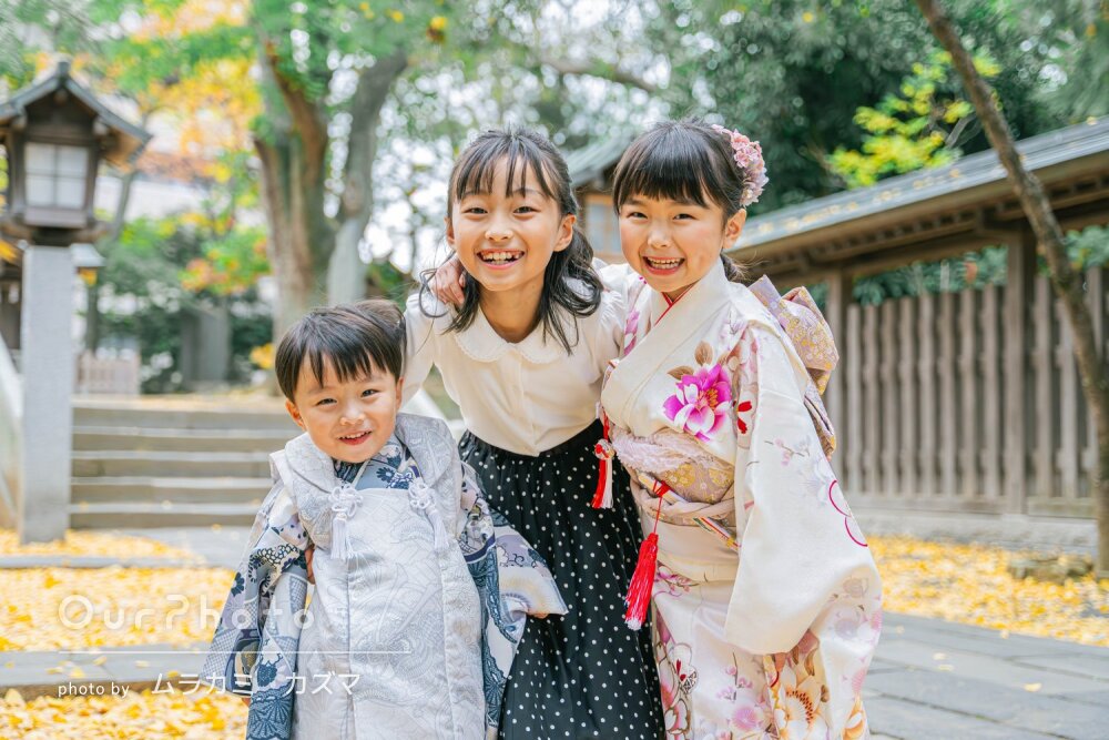 「素敵なものばかり」表情豊かな和装の姉弟！紅葉美しい七五三の撮影