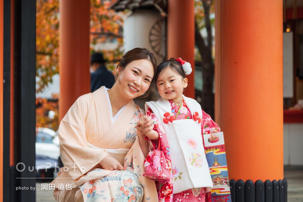 「素敵なお写真」表情豊かで可愛い被布姿の女の子！神社で七五三の撮影