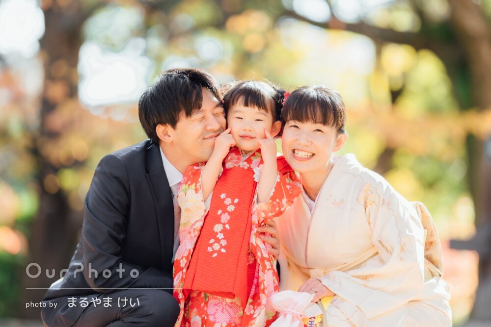 「ご依頼して大変満足」自然体な家族の温かさが素敵な3歳の七五三の撮影