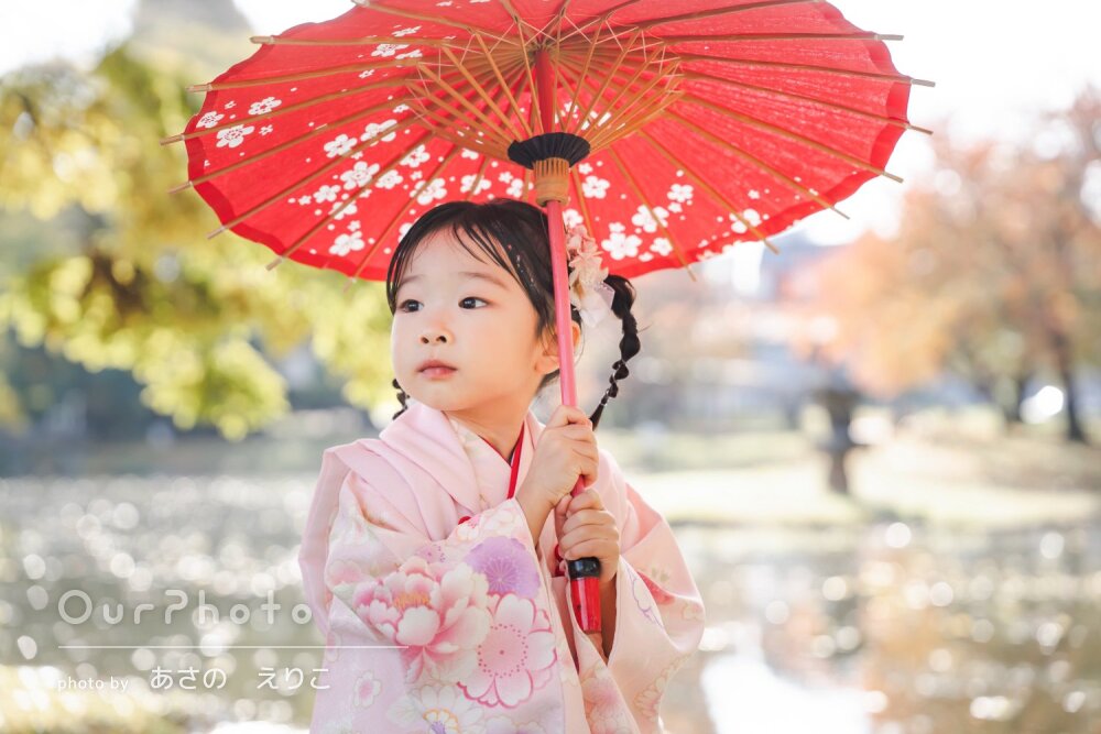 「笑顔の写真も沢山で嬉しい」可憐な晴れ着姿で3歳女の子の七五三撮影