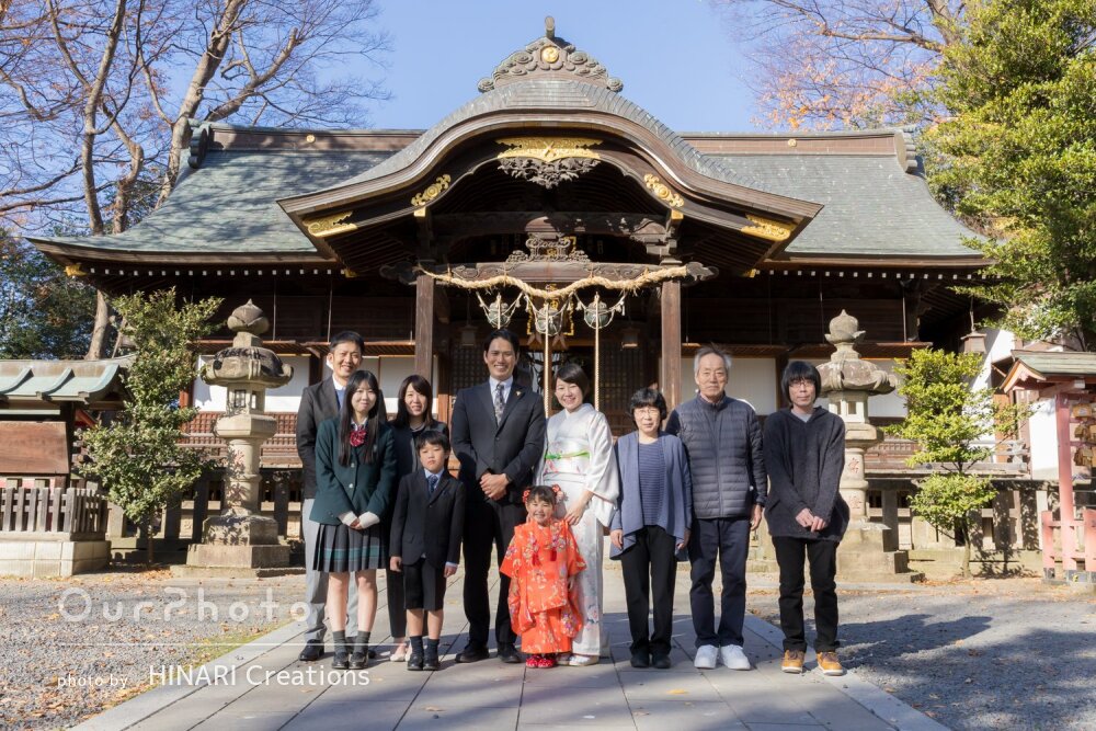 「声掛けやカメラ目線の誘導などさすが」親族揃って女の子の七五三の撮影