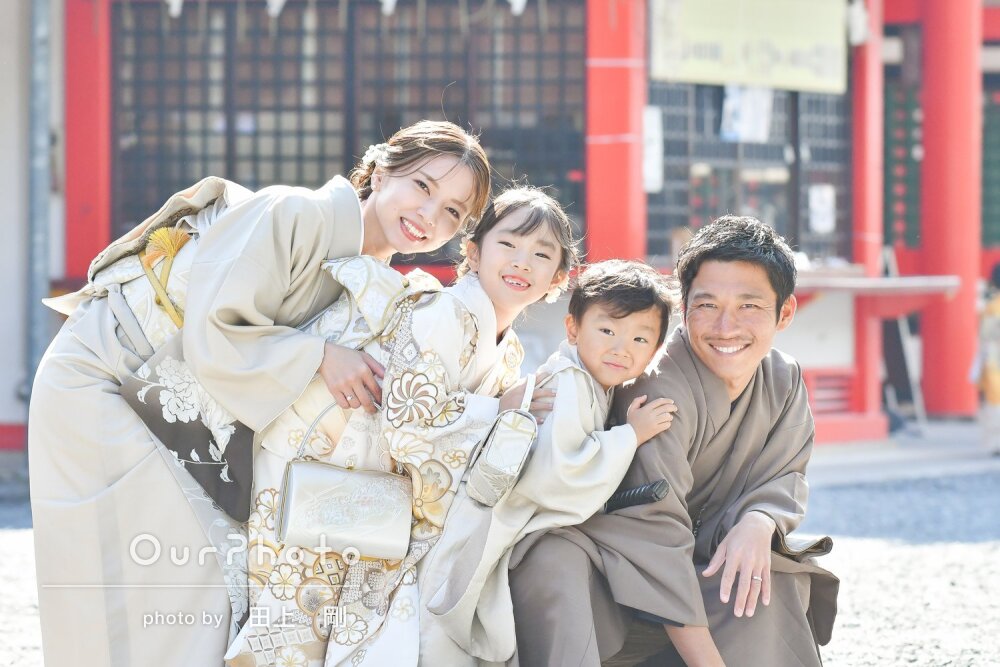 「最後までニコニコで楽しんで」家族皆で和装が素敵な姉弟の七五三の撮影