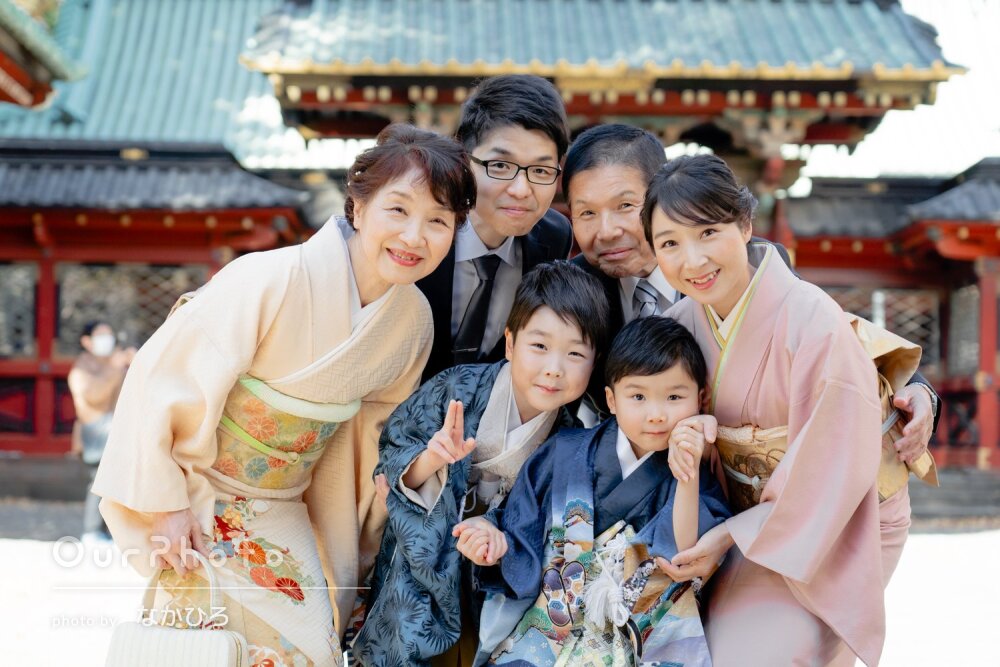 「自然な表情を引き出し」リピーター様！家族の和装が素敵な七五三の撮影