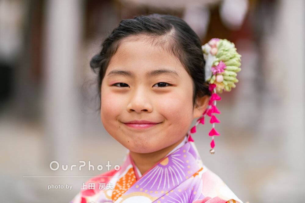 「楽しい雰囲気で」着物の色が鮮やかで可愛らしい女の子の七五三の撮影