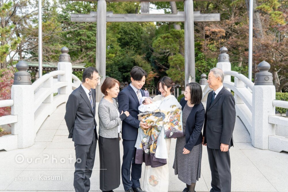 「家族一同大満足」赤ちゃんを囲んで！両祖父母も一緒にお宮参りの撮影