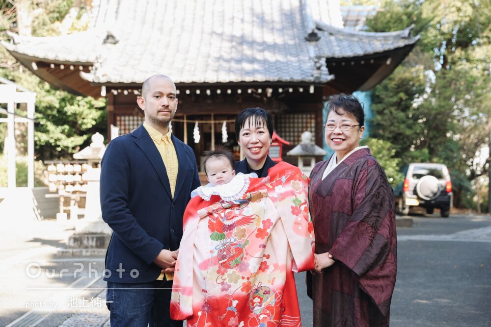 「素敵な時間と素敵な写真」ベビードレス姿で可愛らしいお宮参りの撮影