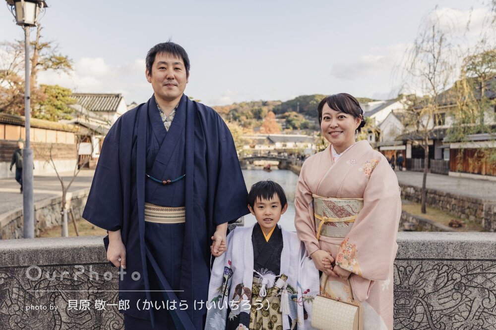 「良いお写真ばかり」家族揃って和服姿が素敵！街並みを背に七五三の撮影