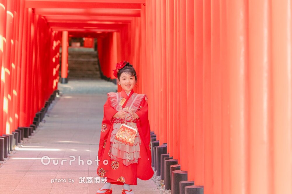 「楽しい雰囲気」チュール風な被布でキュート！女の子の七五三の撮影