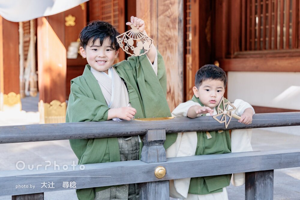 「すべてにおいて大満足」お揃いの色の和装でカッコいい兄弟の七五三撮影