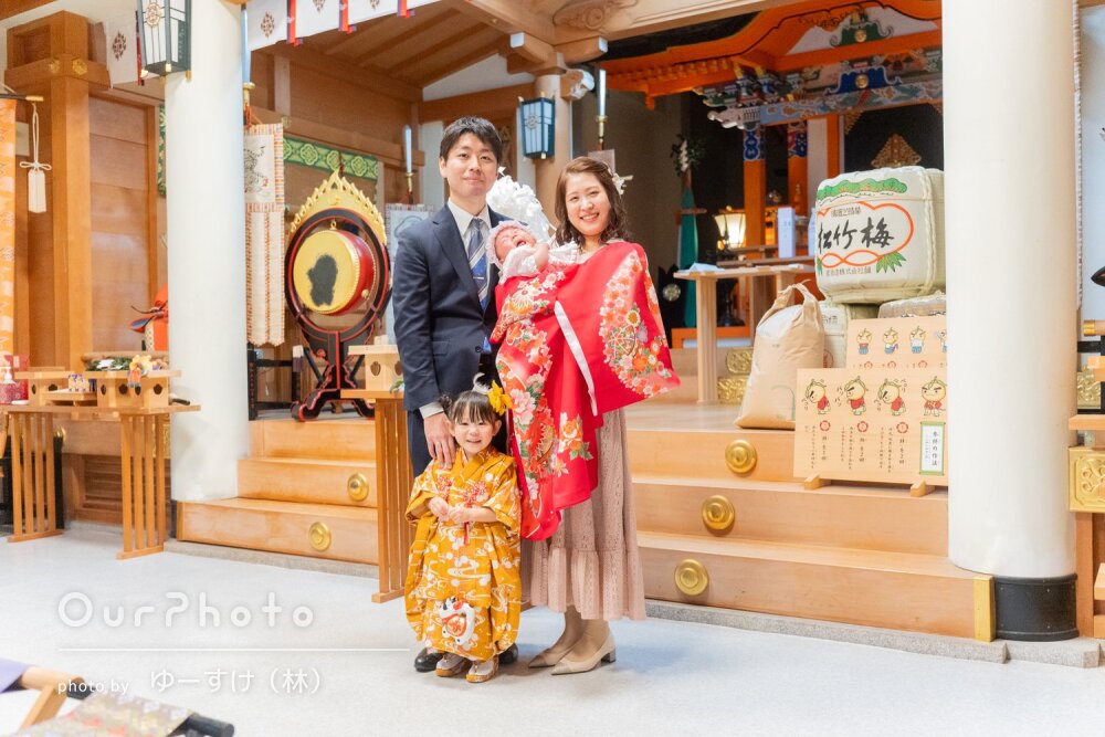 「とても幸せな気持ち」神社で笑顔いっぱい！女の子のお宮参りの撮影