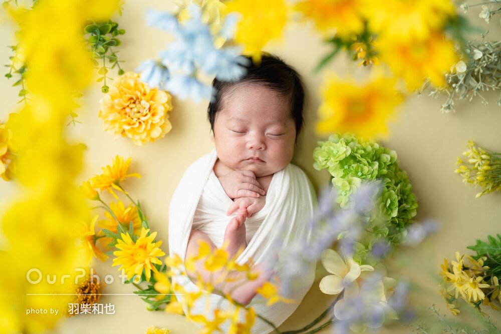 「写真のクオリティにも大満足」お花に囲まれてニューボーンフォトの撮影