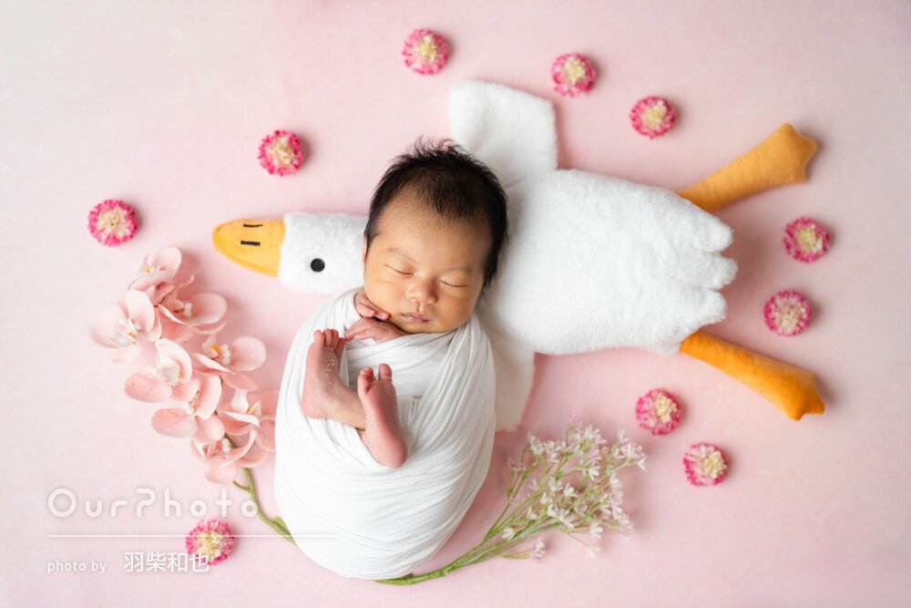 「とても良い写真に」花いっぱいでキュート！ニューボーンフォトの撮影