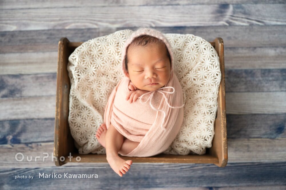 「いい思い出」優しい色合いで温かみのある可愛いニューボーンフォト撮影