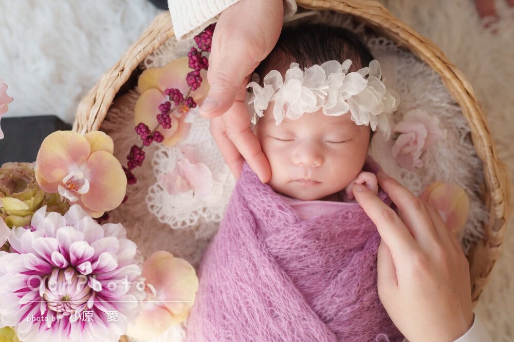 「沢山のバリエーション」ご自宅で可愛いニューボーンフォトの撮影