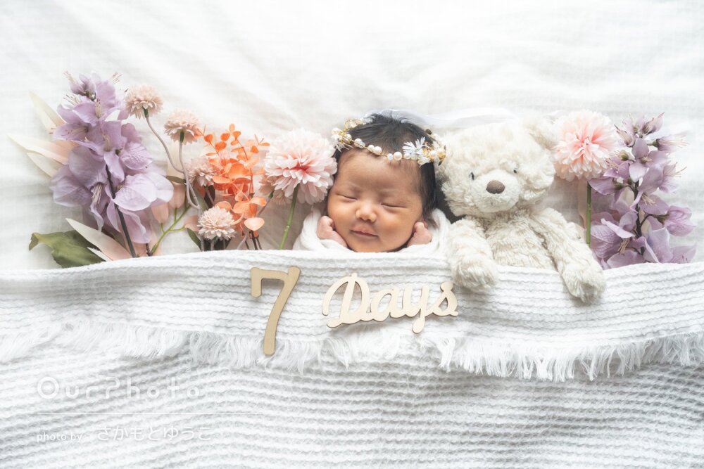 「安心してお任せ」スヤスヤ寝顔が愛らしいニューボーンフォトの撮影