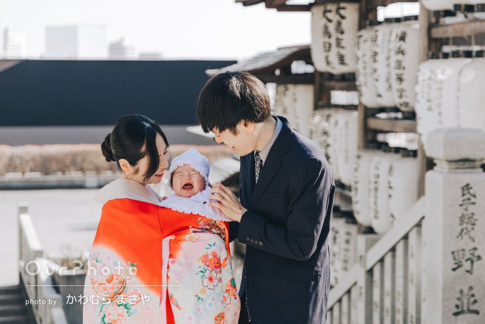 「素敵な写真をたくさん」元気いっぱいの泣き顔もカワイイお宮参りの撮影