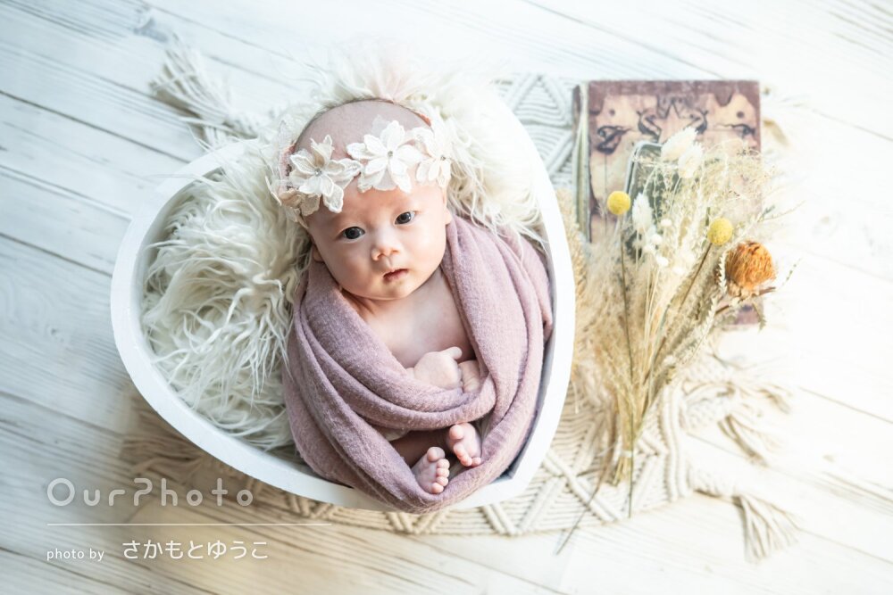 「いい思い出に」パッチリおめめが可愛い！素敵なニューボーンフォト撮影