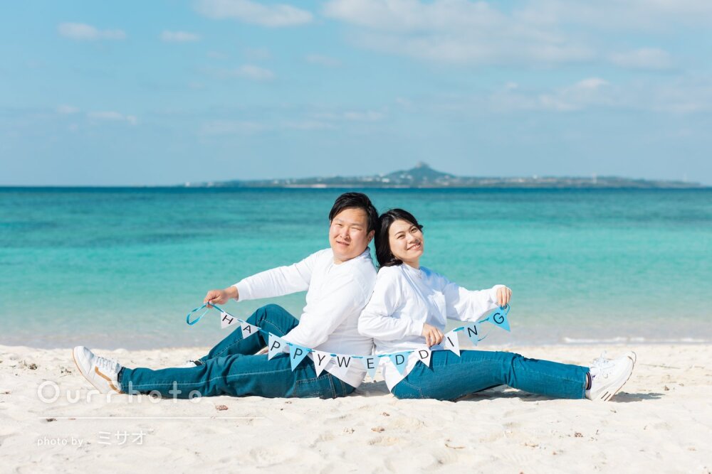 「終始楽しい撮影」リンクコーデで仲良く！海でウェディングフォトの撮影