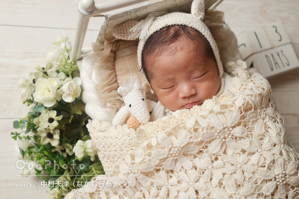 「和やかな雰囲気」赤ちゃんのペースに合わせたニューボーンフォトの撮影