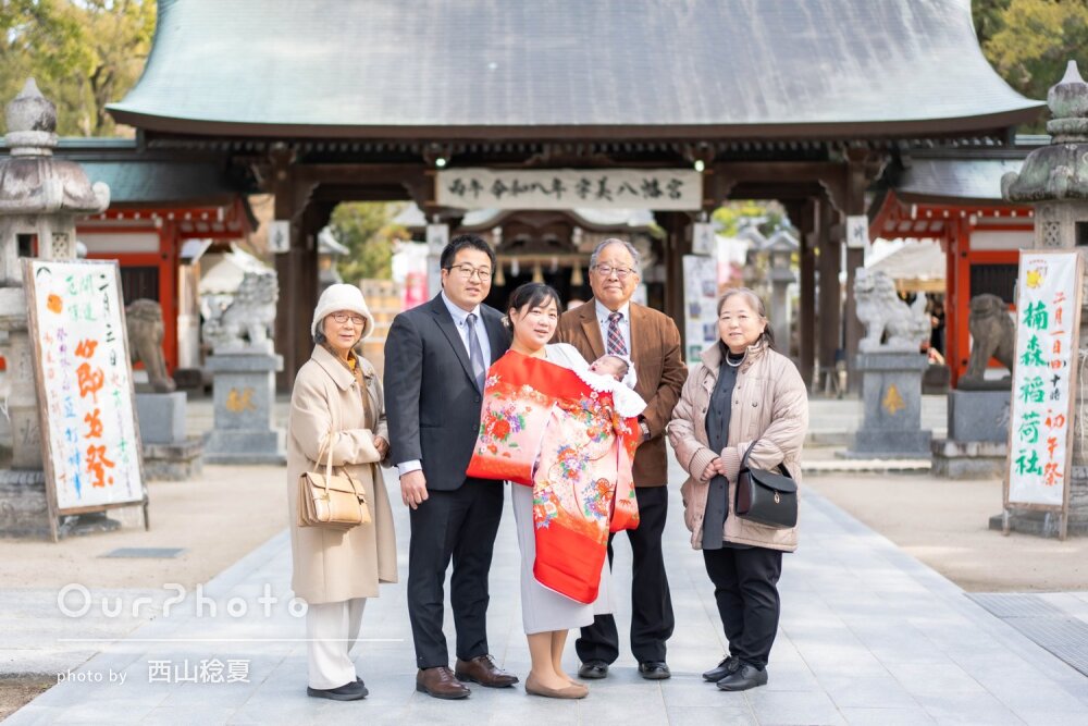 「明度や彩度、ぼかしかたもちょうどよく」祖父母と一緒にお宮参りの撮影