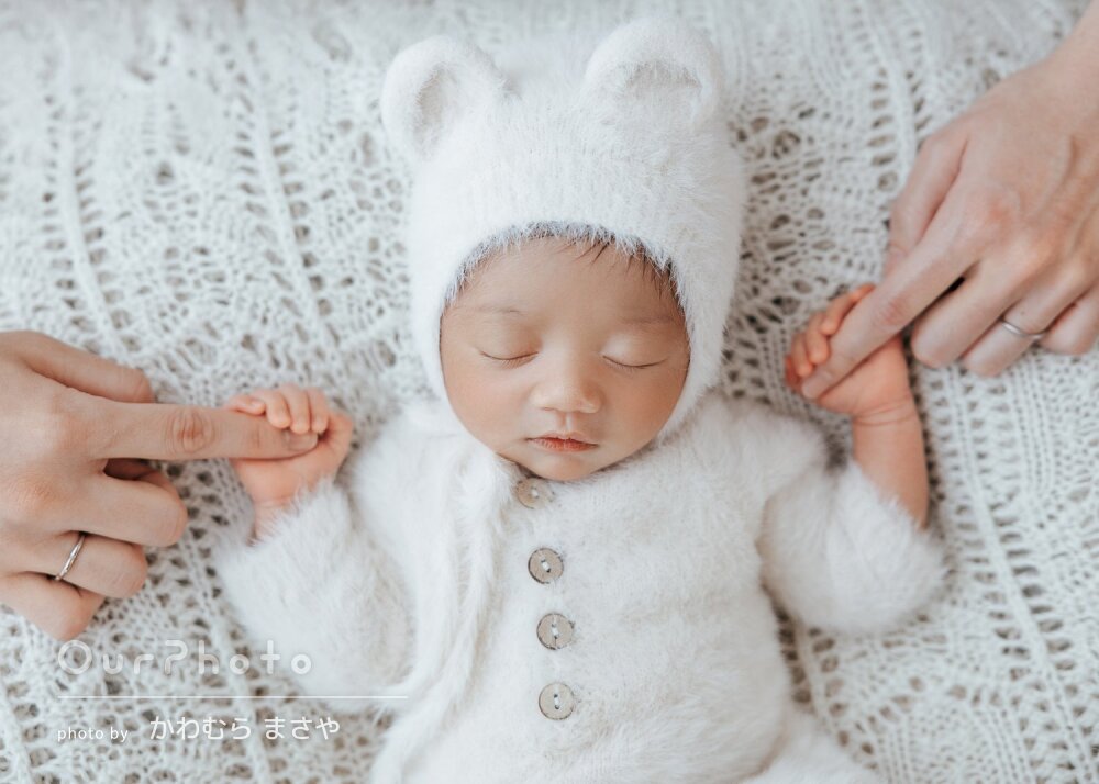 「本当に感謝」小物使いにセンスが光る！愛らしいニューボーンフォト撮影