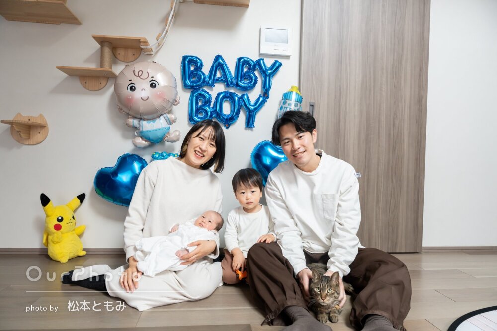 「とってもかわいい姿」ベビーとリンクコーデ！ニューボーンフォトの撮影