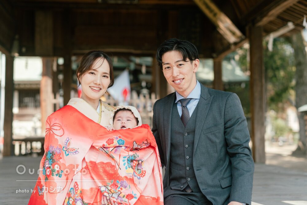 「自然体な写真を沢山」笑顔があふれ和やかな雰囲気伝わるお宮参りの撮影