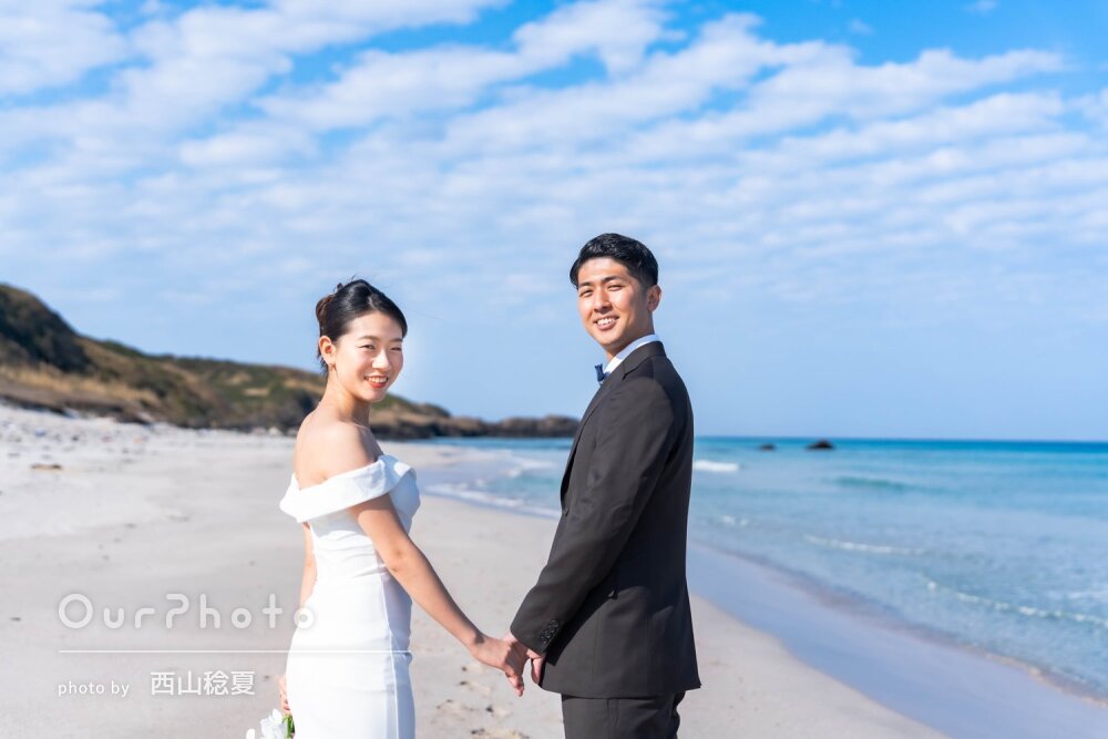 「素敵な仕上がり」雰囲気を変えて！海辺でウェディングフォトの撮影