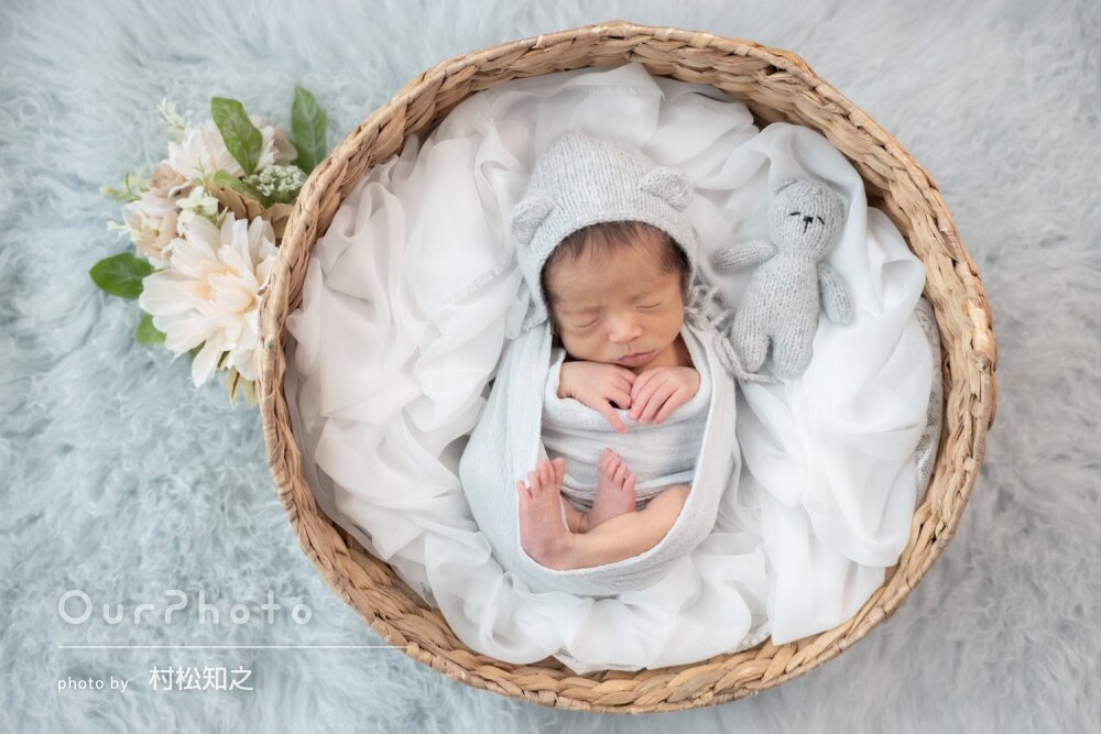 「とても可愛く撮影」自宅でオシャレコーデ！ニューボーンフォトの撮影