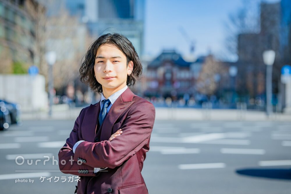 「素敵に撮っていただきとても満足」お洒落なスーツ姿で成人式の撮影