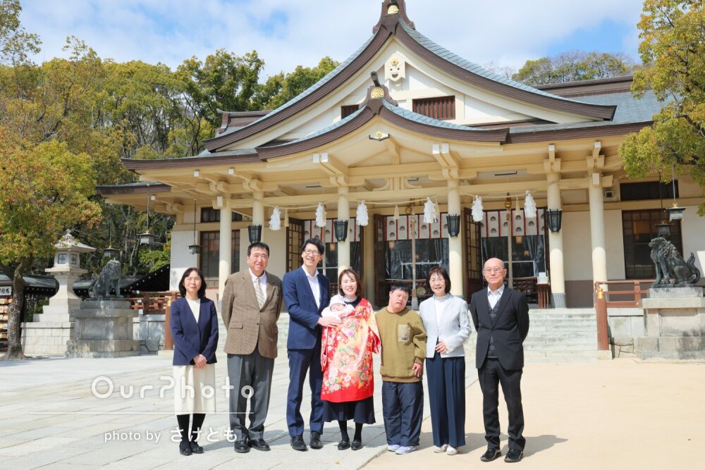 「家族からも絶賛でした」親族揃い和やかにリピーター様のお宮参りの撮影