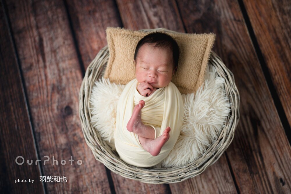 「とてもいい思い出」スヤスヤ寝顔が愛らしいニューボーンフォトの撮影