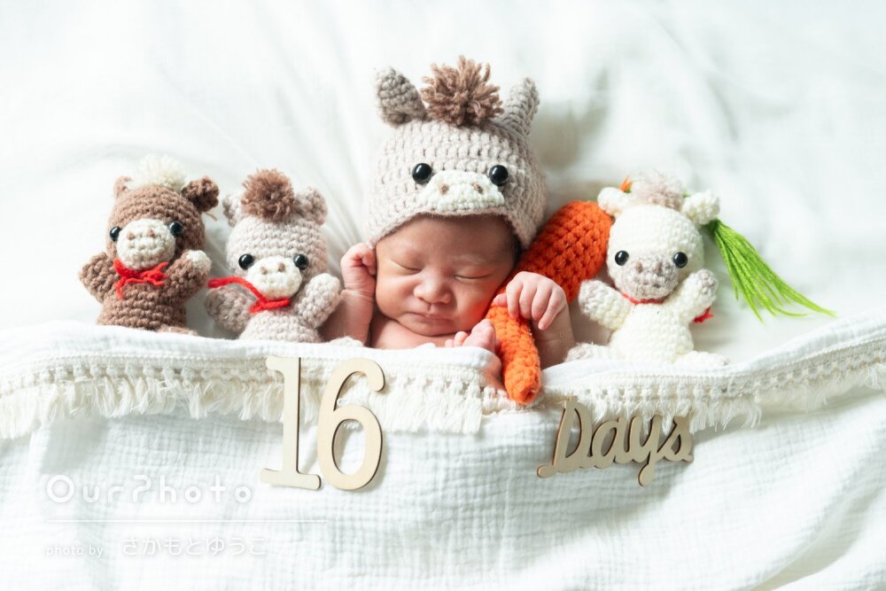 「あやしてくれて写真もバッチリ」寝顔が可愛いニューボーンフォトの撮影