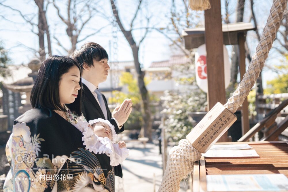 「的確にご指示いただきながら、さまざまなパターンで」お宮参りの撮影