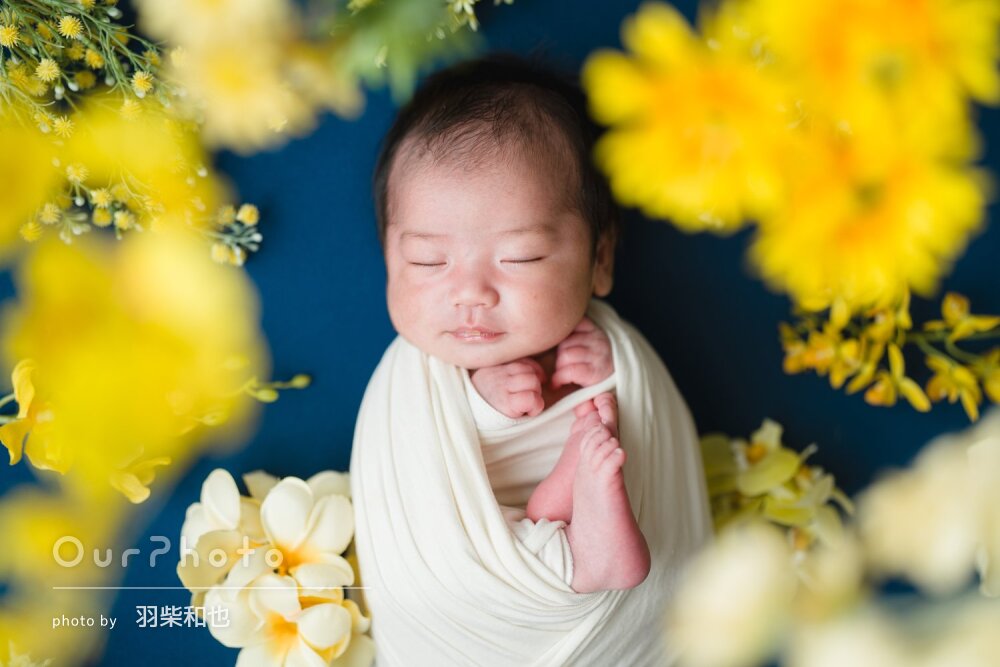 「素敵に仕上げてもらい」幸せそうな寝顔が可愛いニューボーンフォト撮影